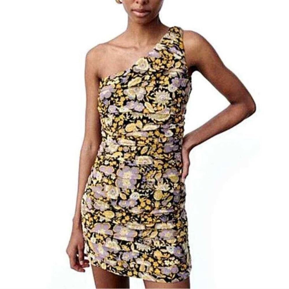 Zara One-Shoulder Floral Mini Dress